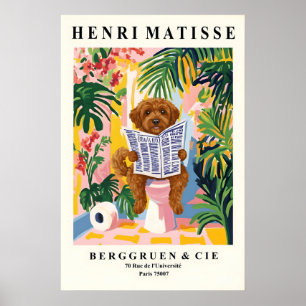 Brown Lagotto Romagnolo On Toilet Art Matisse Poster