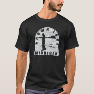 Brown Lake Ice Fishing Michigan T-Shirt