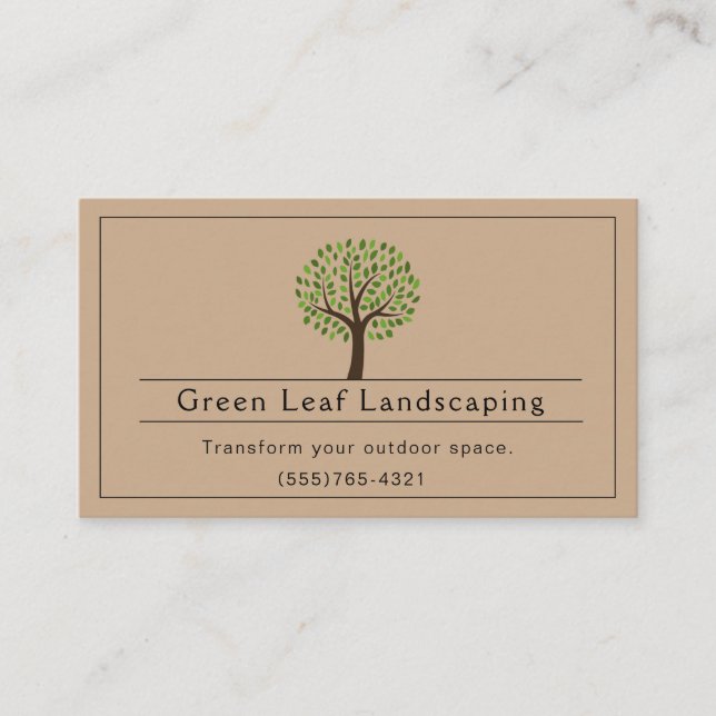 Brown Landscaping Yard Garden Service Business Card (Front)