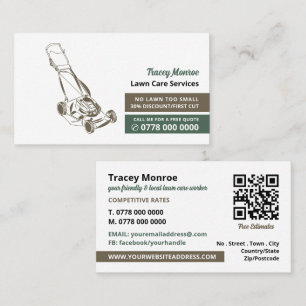 Brown Lawn-Mower, Lawn Care Services Business Card