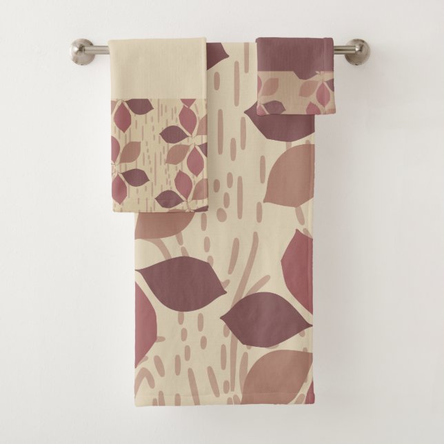 Brown Leaf Bath towel set (Insitu)