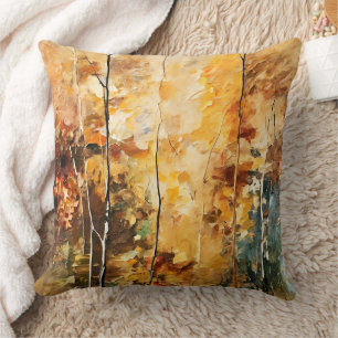 Brown Leaf Nature Serenity Abstract Art Throw Pillow
