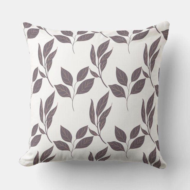 Brown Leaf/ Stripe Reversible Pillow (Front)