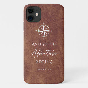  Brown Leather Adventure Personalized iPhone 11 Case