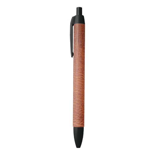 Brown leather black ink pen (Top (Vertical))