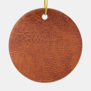 Brown leather ceramic ornament