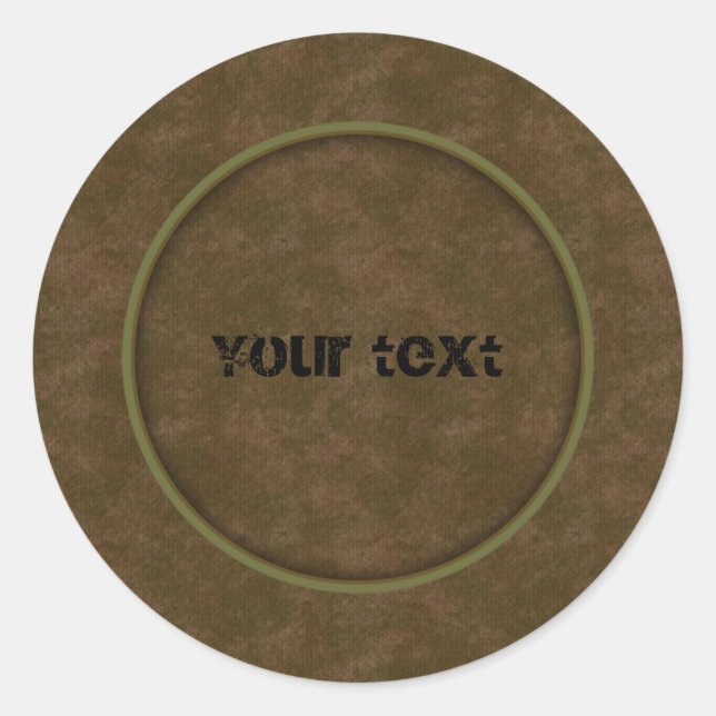 Brown Leather Classic Round Sticker (Front)