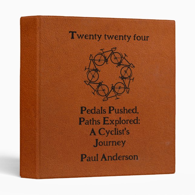 Brown Leather Cycling Collection Cyclist Diary Binder (Front/Spine)