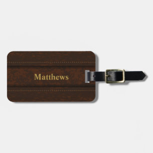 Brown Leather Design Look   Personalize Luggage Tag