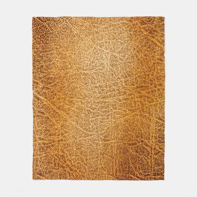 Brown Leather: Detailed Texture Closeup Fleece Blanket (Front)