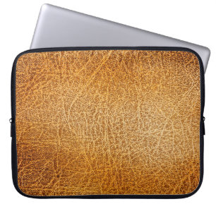 Brown Leather: Detailed Texture Closeup Laptop Sleeve