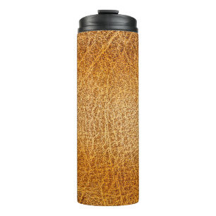Brown Leather: Detailed Texture Closeup Thermal Tumbler