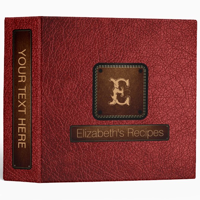 Brown Leather Elegant Monogram Binder (Front/Spine)
