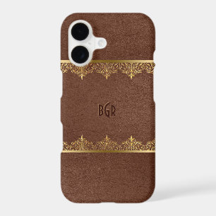 Brown Leather & Gold Lace Frame