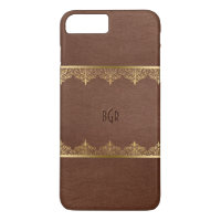 Brown Leather & Gold Lace Frame