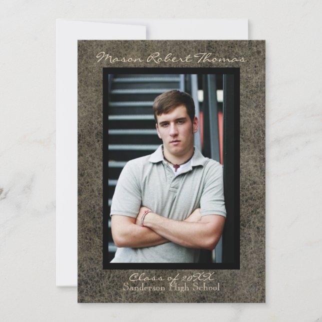 Brown Leather - Graduation Announcement (Front)