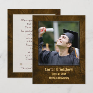 Brown Leather Graduation Invitation