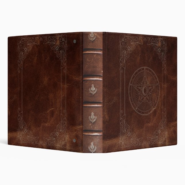 Brown Leather Grimoire Book of Shadows  Binder (Background)
