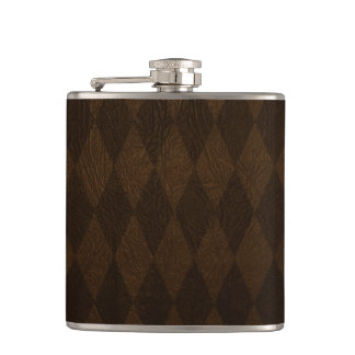 brown leather harlequin pattern flask