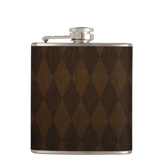 brown leather harlequin pattern flask (Front)