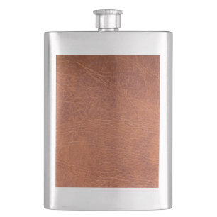 Brown leather hip flask