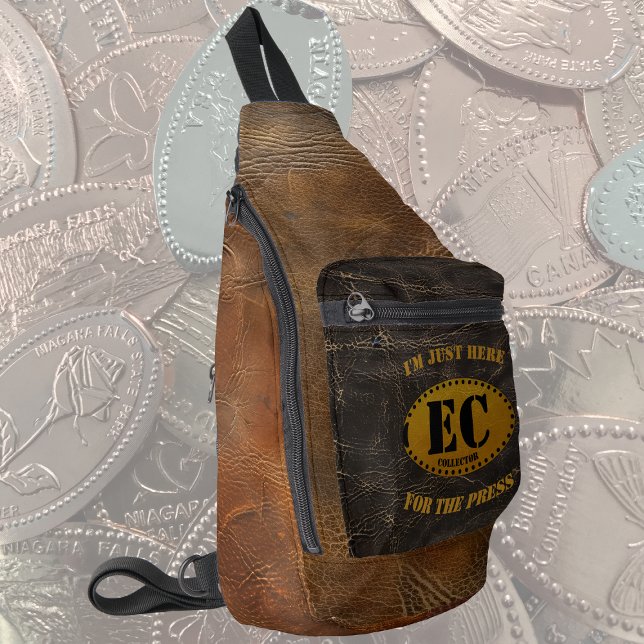 Brown Leather Imitation Elongated Coins Collector Sling Bag (Creator Uploaded)