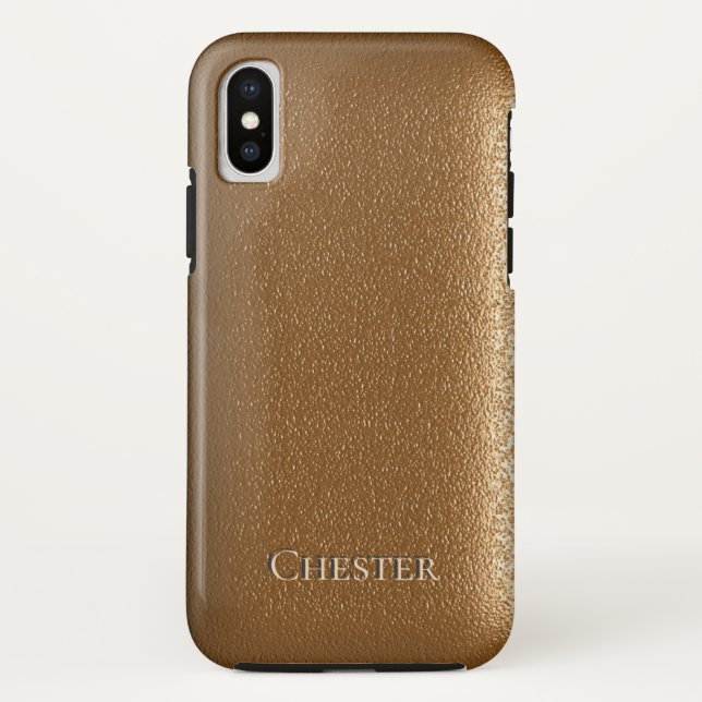 Brown Leather Like Texture Personalized Case-Mate iPhone Case (Back)