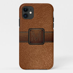 brown leather look brown tag iPhone 11 case