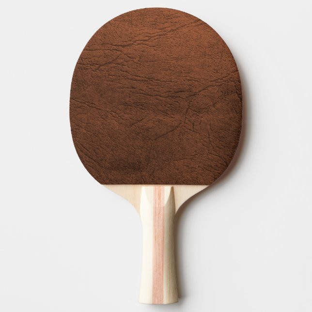 Brown Leather Look Fathers Day Ping Pong Paddle (Front)