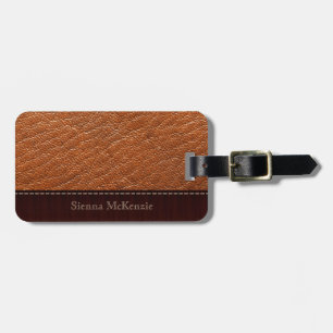 Brown Leather Look Luggage Tag