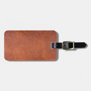 Brown leather luggage tag