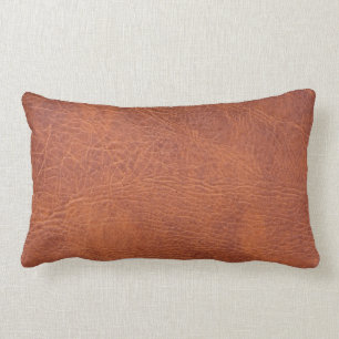 Brown leather lumbar pillow