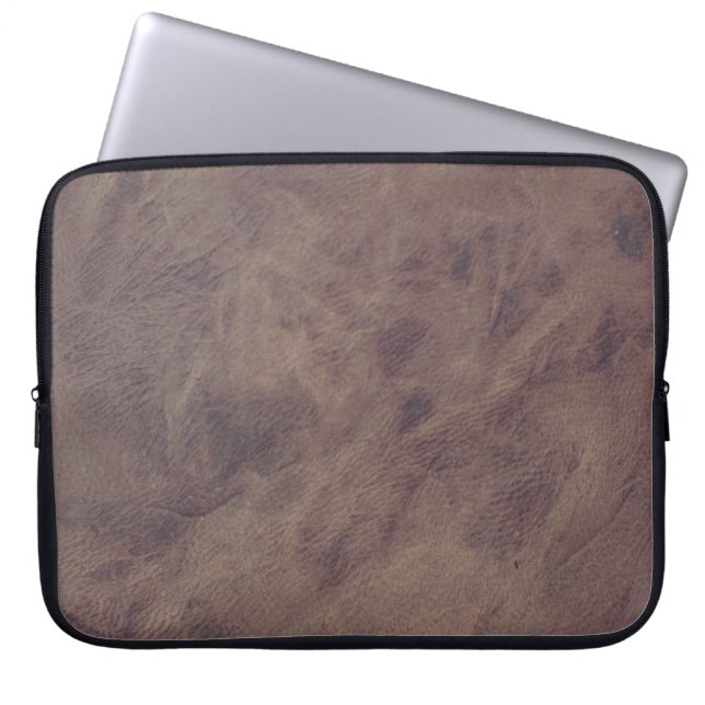 Brown Leather Masculine Rustic Skin Laptop Sleeve (Front)
