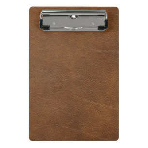 Brown leather mini clipboard