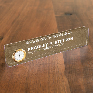 Brown Leather Nameplate