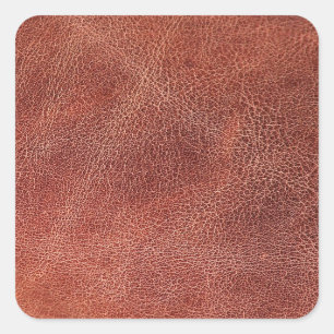 Brown Leather Print Pattern Square Sticker