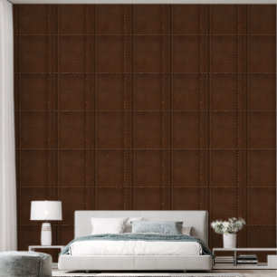Brown Leather Print with Stitching  Wallpaper