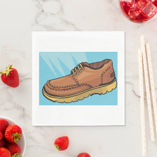 Brown Leather Shoe Retro Work Boot Napkin