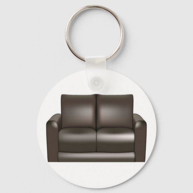 Brown leather sofa design keychain (Front)