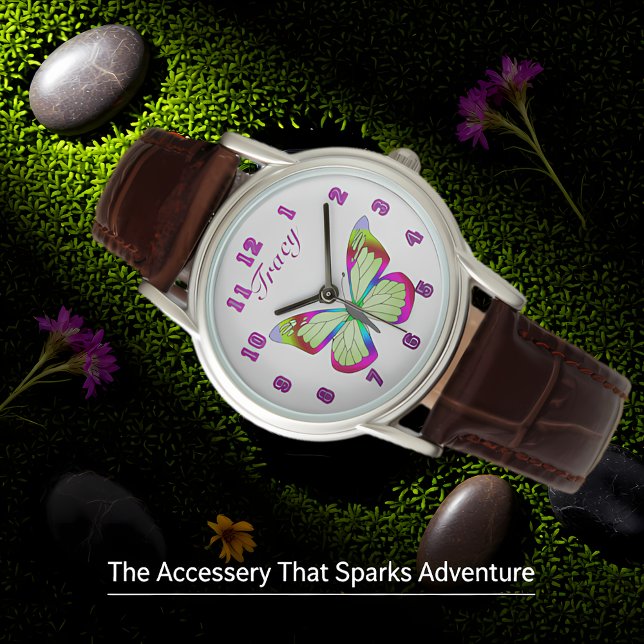 Brown Leather Strap Butterfies Watch (Creator Uploaded)