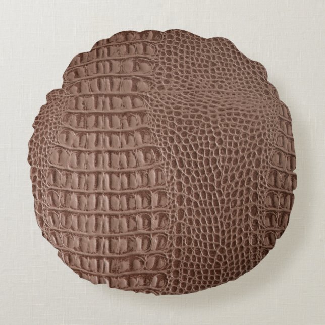 Brown leather texture background close up macroski round pillow (Front)