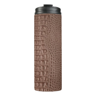 Brown leather texture background close up macroski thermal tumbler
