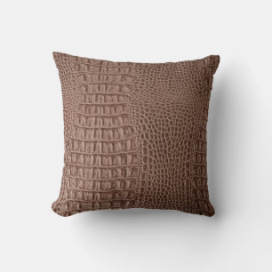 Brown leather texture background close up macroski throw pillow