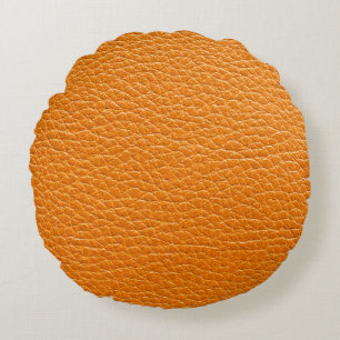 Brown leather texture closeup round pillow