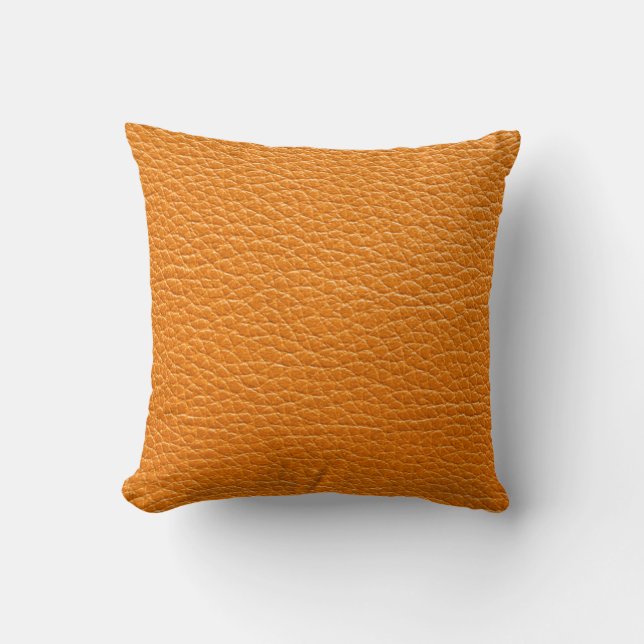 Brown leather texture closeup throw pillow (Front)