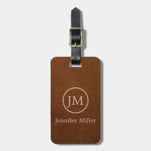 Brown leather texture customer design luggage tag