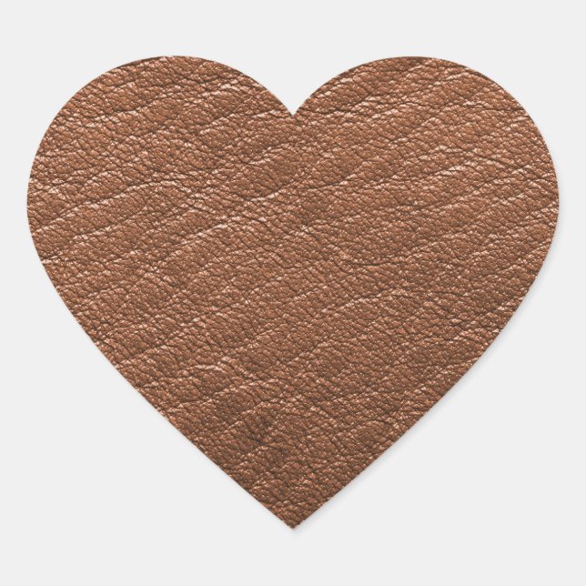 Brown leather texture heart sticker (Front)