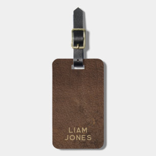 Brown Leather Texture Masculine Elegant Vintage Luggage Tag