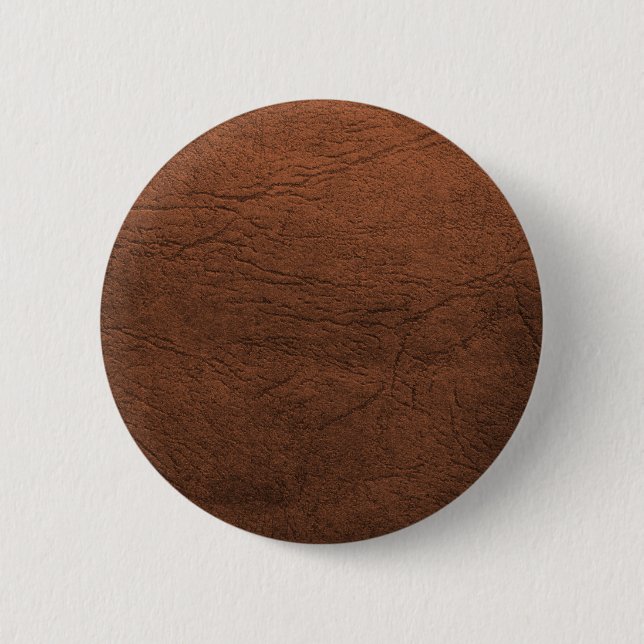 Brown Leather Texture Monogram 2 Inch Round Button (Front)