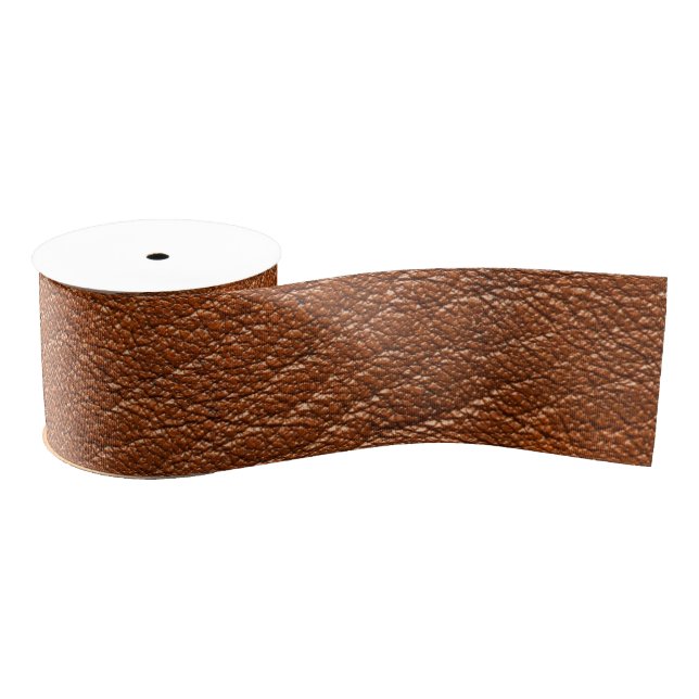 Brown Leather Texture Ribbon Grosgrain Ribbon (Spool)